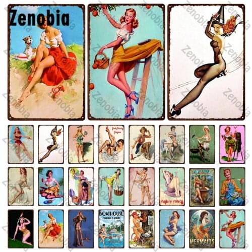 Retro Sign Vintage Sex Appeal Metal Plaque Tin Sign Sexy Pin Up Girls Wall Decor Home Bedroom Bar Pub Club Wall Art Decoration