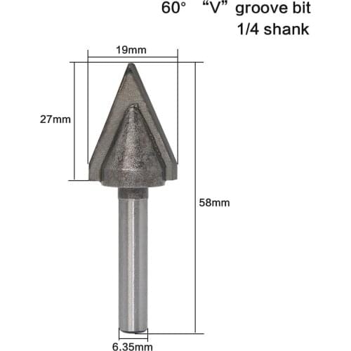 1pcs 1/4 Inch Shank 60 Degree Wood Router Bit Straight End Mill Trimmer Cleaning Flush Trim Corner Round Cove Box Bits Tools