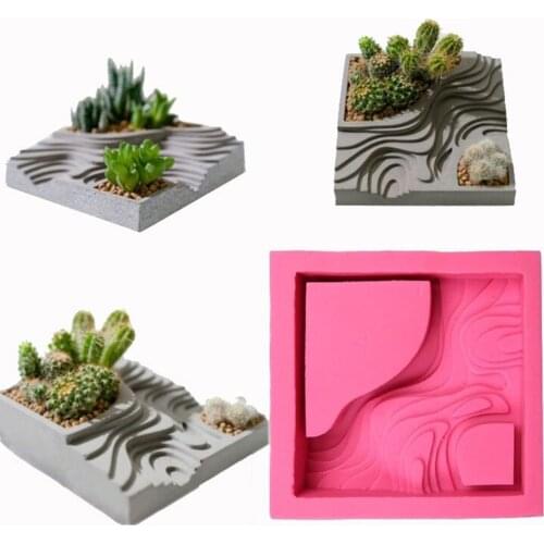 1 piece square staircase silicone mold flower pot succulent pot decoration mold DIY home decoration tool