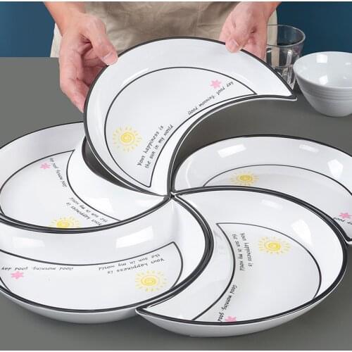 GIEMZA 22*13cm Moon Plate Accessory Melamine Tableware Dessert Bowl Creative Ins 1pc Salad Snack Platter Dish Dinnerware Sets