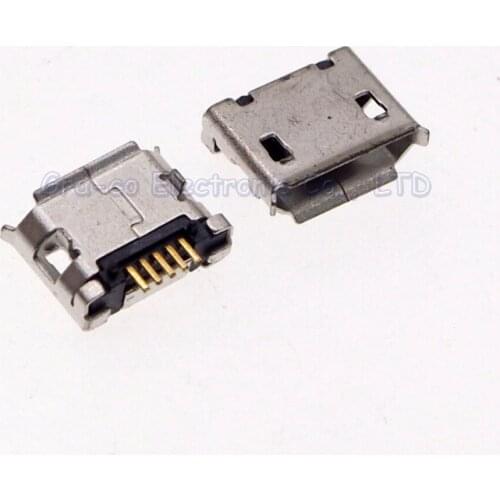 100pcs Long pin 5.9MM two DIP Feet Micro 5P USB Jack USB port female socket