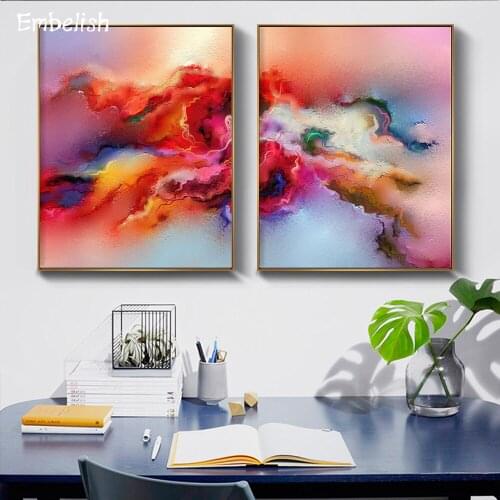 2 Pieces Abstract Clouds Nordic Style Modern Home Decor Pictures For Living Room Wall Art Posters HD Print Canvas Oil Painting