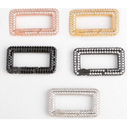 2PCS, Rectangle Clasp CZ Micro Pave, Carabiner Clasp, Interlocking Clasp, Cubic Zirconia, Pave Clasp, Accessories