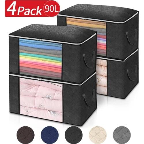 4pcs/set Clothes Quilt Storage Bag Blanket Closet Sweater Organizer Box Sorting Pouches Clothes Cabinet Container Travel Home