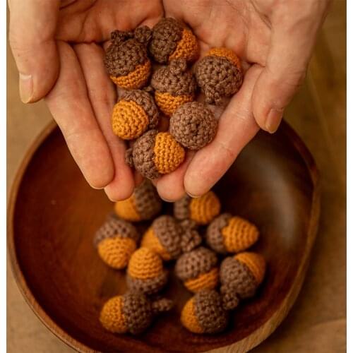 5pc Crochet Beads Baby Teether Leaves Pine Nuts DIY Pacifier Chain For Teething Necklace BPA Free Baby Product Accessories Toy