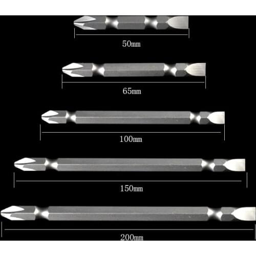 5pcs/set S2 steel Magnetic Hex Shank PH2 Phillips & Slotted 6mm Double End Screwdriver Bits set 50mm 65mm 100mm 150mm 200mm