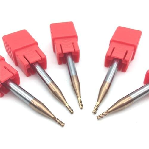5pcs 1mm 1.5mm 2mm 2.5mm 3mm 4mm HRC60 50L 4Flute Flat End Mill Solid Carbide Spiral Straight Shank Endmill for Wood CNC Cutter