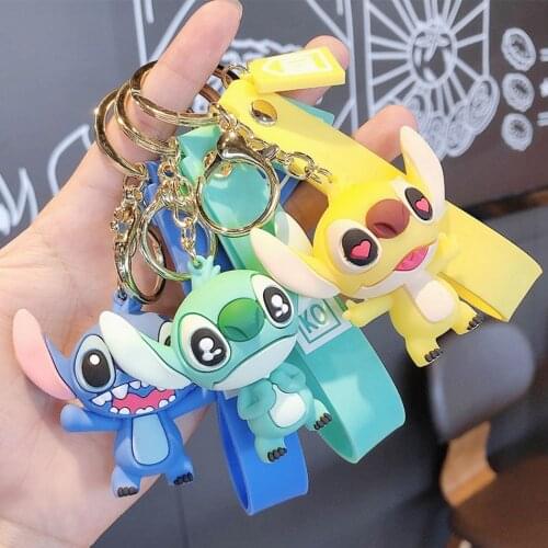 Disney Cartoon Stitch Keychain Action Toy Figure Keyring Kawaii Anime Lilo Stitch Figure Pendant Model Dolls Kids Toys Gift