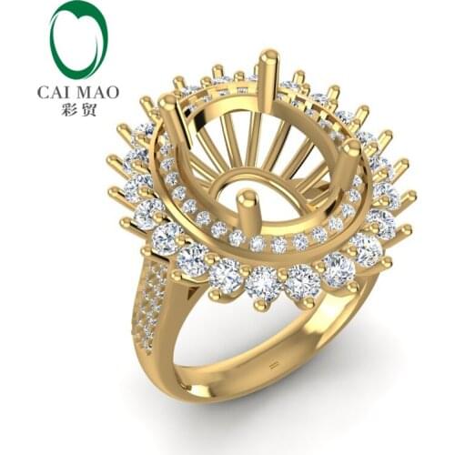 Caimao 8x10mm Oval 14k Yellow Gold 1.06ct Double Halos Diamond Engagement Ring Settings