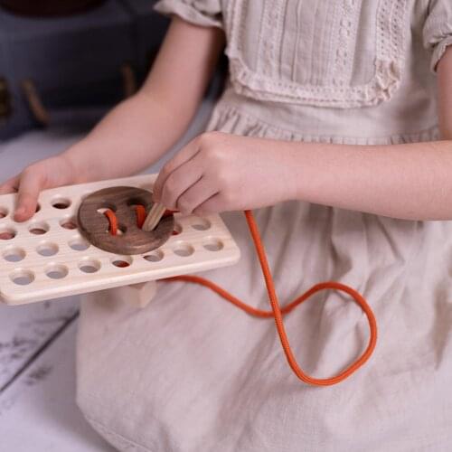 Wooden Lacing Toy - Button Threading Lacing Toy - Sewing Toy - Educational Toys - Development Activity