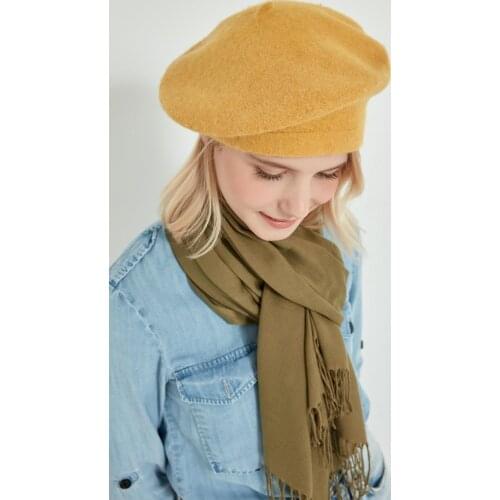 For women Woolen Yellow Painter Beret 60 POLYAMIDE 40 WOOL TURKISH MADE Fashionable Design Good Quality Nice Appearance attractive 2021 Trend