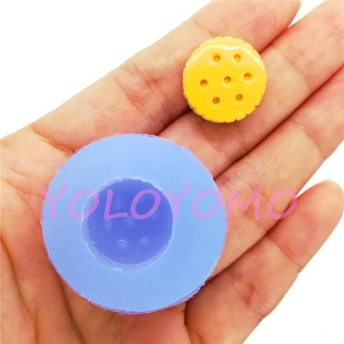 Q464YL 15.6mm Round Cookie Biscuit Silicone Mold Miniaturesweets Resin Pendant Necklace Making Fondant Decorating Candy Clay DIY