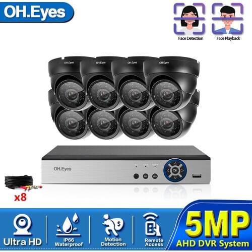 H.265 8ch AHD DVR System HD 5MP 1/3'' SONY IP66 Vandalproof In/outdoor Security Camera kit Video Surveillance Set 2T Xmeye APP