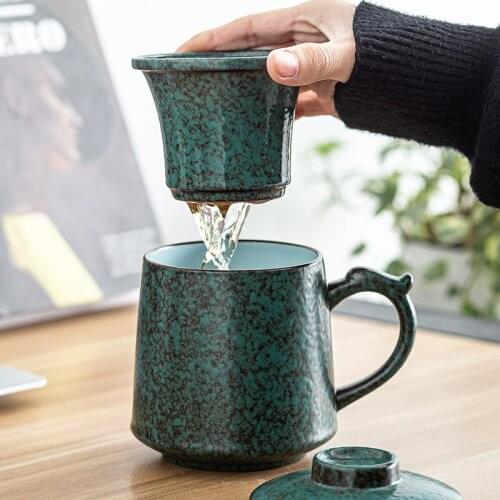 Ceramic Tea Mugs With Filters Japanese Coffee Cup Drinkware Multicolors Retro Designer Teaware Travel Office Work Cups Gifts New