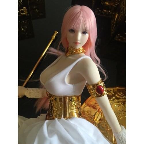 1:6 Scale Female Pale Athena Head Sculpt Carving Pink Long Hair Fit 12" Girl Sexy Lady Woman Action Figure Body Toys