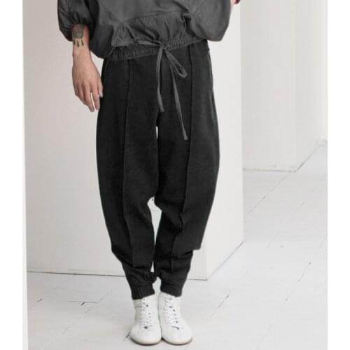 Mens casual pants spring and summer 2021 new loose fashion Harlan small foot thread necking pantsMens casual pants spring and