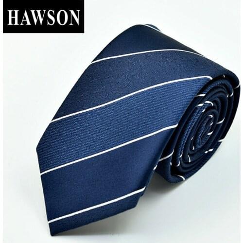 HAWSON Mens Navy Wide Striped Tie 7cm Narrow and Arrow Necktie Formal Tie for Men, Mens Ties with Jacquard, Mens Fashion
