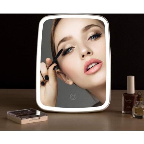 LED Vanity Mirror natural light Stepless Dimming Desktop Fill Light Mirror European Portable Makeup Mirrors
