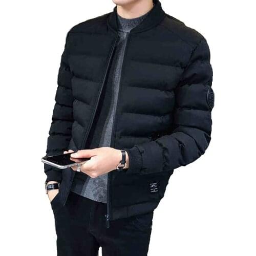 2021 New Solid Color Standing Collar Slim Fit Jacket Men Regular Length Jacket Plus Size M-XXXXL Down Cotton Keep Warm Z266