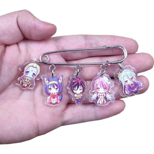 New Acrylic Anime Novel Cartoon NO GAME NO LIFE Brooch Bag Overcoat Badge Classic Women Female Pupil Student Birthday Party Gift