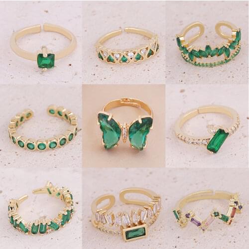 UILZ Korea Popular Style Open Rings with AAA Cubic Zirconia Micro Pave Wings Shape Crystal Jewelry for Women UR2022