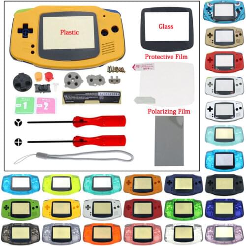 Plastic Hard Shell Case For Gameboy GBA Console Housing Front Back Cover W/ Screen Lens Button Kit Protective Polarizing Film
