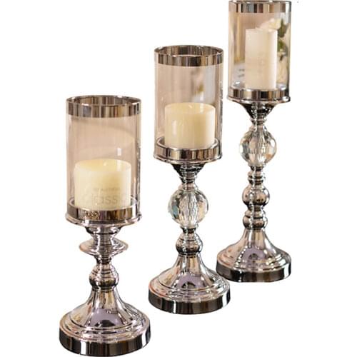 Crystal Glass Rose Gold Candle Holders Tealight Living Room Decoration Table Glass Candle Stand Bougeoir Home Arrangements FC274