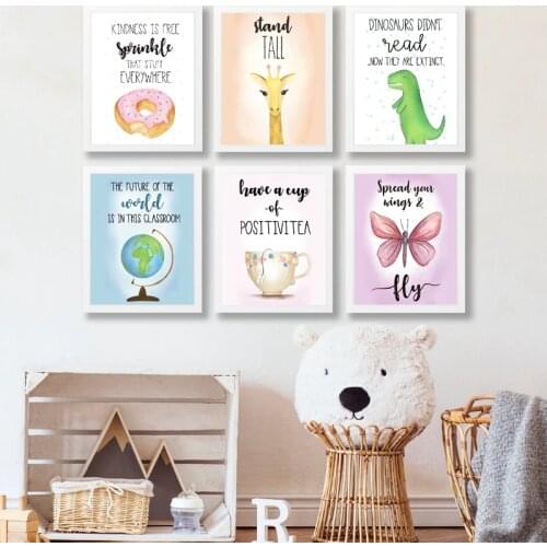 Positive Quotes Print Classroom Posters Nursery Wall Decor ,Kids Motivational Wall Art Canvas Painting Nordic Picture Decoration
