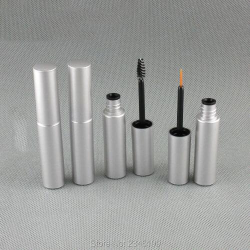 8ML 60pcs/lot New Arrival Empty Eyeliner Tube, Matte Silver Plastic Mascara Tube, DIY Eyelash Growth Liquid Refillable Bottle