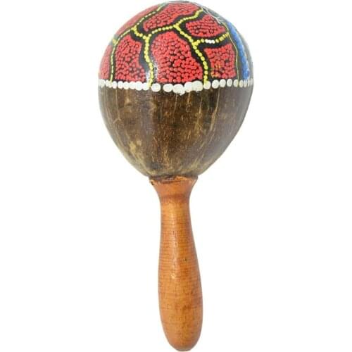 Hand Painted Maraca Shaker Made of Coconut Shell Wood for A Childrens Party Gift