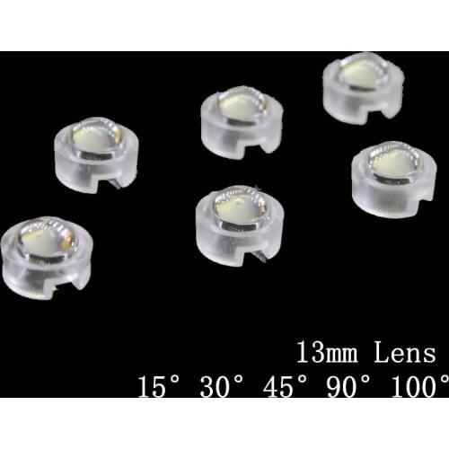 200pcs 13mm IR LED mini Lens 1W 3W 5W 15 30 45 60 90 100 Degree Needn't Holder for IR CCTV LED Convex Lenses