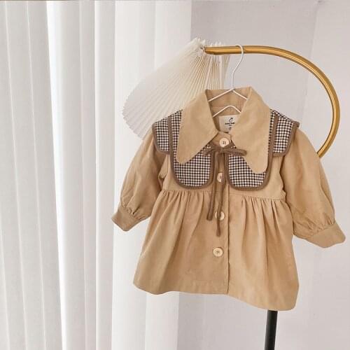 Girls Trench Autumn Windbreaker Coat 2021 New Korean Medium And Long Childrens Wear Coat