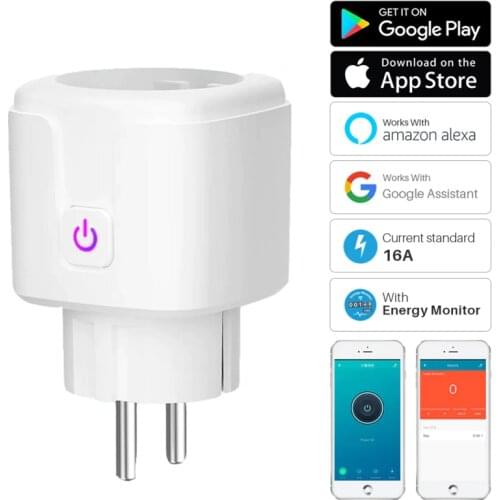 Smart WiFi Plug Adaptor 16A Remote Voice Control Power Monitor Socket Outlet Timing Function Work With Alexa Home Tuya