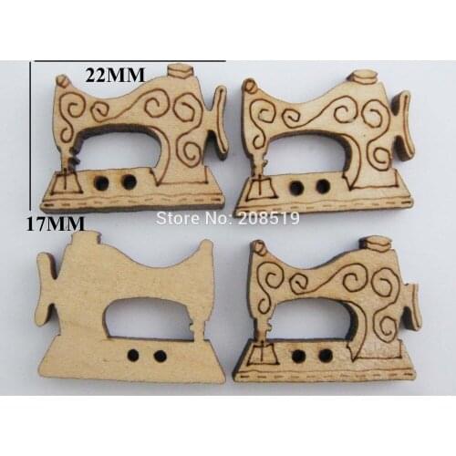 WBNSOA Vintage sewing Machine shape wooden buttons 50pcs/lot scrapbook and craft accessories