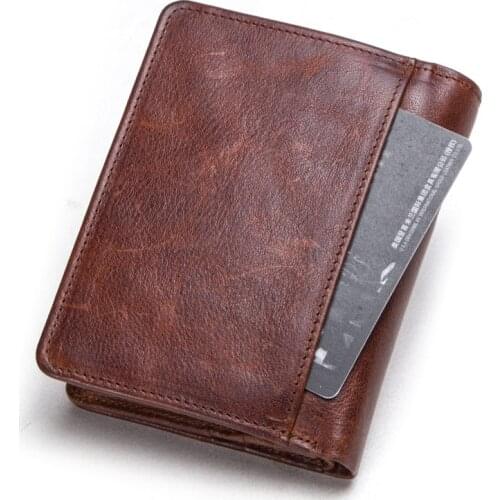 Vintage Mens Wallet Leather Genuine College Student Fashion Purse Outdoor Travle Bag with Card Holder Pack Multifuntion Rucksack