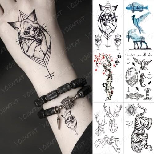 Waterproof Temporary Tattoo Sticker Fox Cat Eye Tiger Deer Animal Flash Tatoo Woman Small Size Body Art Fake Tatto Man Child Kid