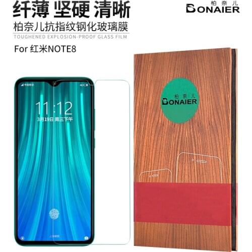 New Bonaier Glass for Redmi Note 8 Pro Full Glue 9H Tempered Glass Film for Redmi Note 8 Black Screen Protector+Free Back film