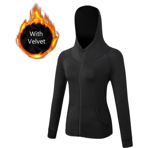 Womens Autumn Spring Fitness Jacket Yoga Training Running Zipper Sports Hat Shirt Quick Dry Jacket High Elastic Workout Jacket