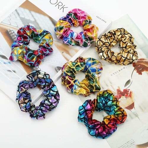 Mermaid Pattern Elastic Hair Ties for Girls Women Shiny Hair Scrunchies Ponytail Holder Scrunchie Hair Band Accessories