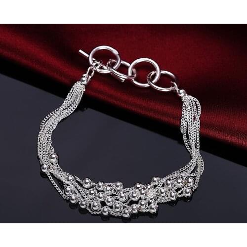 Hot new 925 sterling silver Bracelets Tassel chain grape beads for woman Wedding party Christmas Gift Fashion Jewelry
