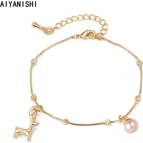 AIYANISHI 18K Gold Filled Pearl Bracelets Elk Bangles Women Natural Freshwater Pearls Bracelets Jewelry Christmas Gift Wholesale