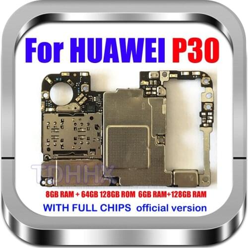 100% Original Unlocked For HUAWEI P30 Motherboard 128GB 64GB Tested Logic Board For HUAWEI P30 Mainboard WIth Full Chips MB LBS