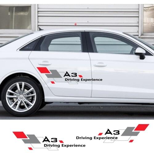 2PCS Car Sticker Door Side Decor Decal For Audi A4 B5 B6 B7 B8 A3 8P 8V 8L A5 A6 C6 C5 C7 4F A1 A7 A8 Q1 Q3 Q5 Q7 TT Accessories