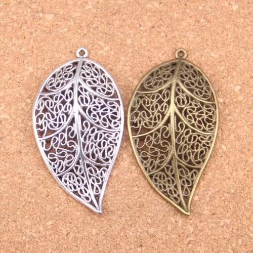 4pcs Charms leaf 57x31mm Antique Pendants,Vintage Tibetan Silver Jewelry,DIY for bracelet necklace