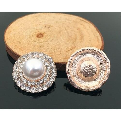2015New 60Pcs 20mm Round Pearl Center Rhinestone Button for DIY Hair Accessories or decoration shoes HZ208