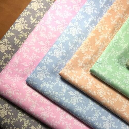 23x24cm ZYOKRA 5 Colors Rose Flower Printed Cotton Fabric Bundle Floral Cotton Fabric Bundle For DIY Sewing