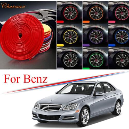 9 Colors Car Wheel Hub Rim for Mercedes Benz A B C E S Class GLA GLK ML CL Edge Protector Ring Tire Strip Guard Rubber Decals 8M