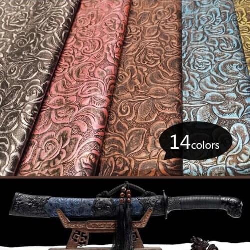 90*138cm Retro Rose Pattern PU Leather Fabric Embroidered Artificial Leather For Diy Upholstery Sofa Car Interior Shoe Handbag