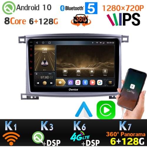 6G+128G 1280*720P Android 10.0 For Toyota Land Cruiser 100 AC 360 Camera AHD 1080P GPS Radio Car Multimedia Player CarPlay SPDIF