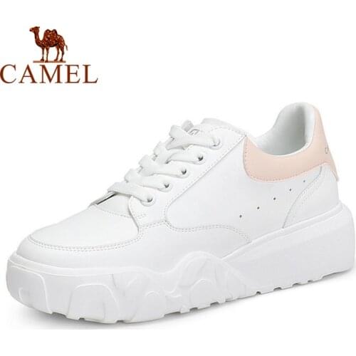 CAMEL Official Original Spring New Fashion Womens Sneakers Lace Up Casual Shoes Women Sports Shoes Outdoor White Flat Shoes